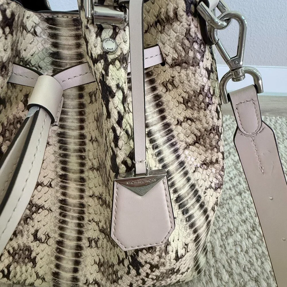 Michael Kors Blakely Snake-Embossed Leather Bucket Bag - Picture 3 of 6